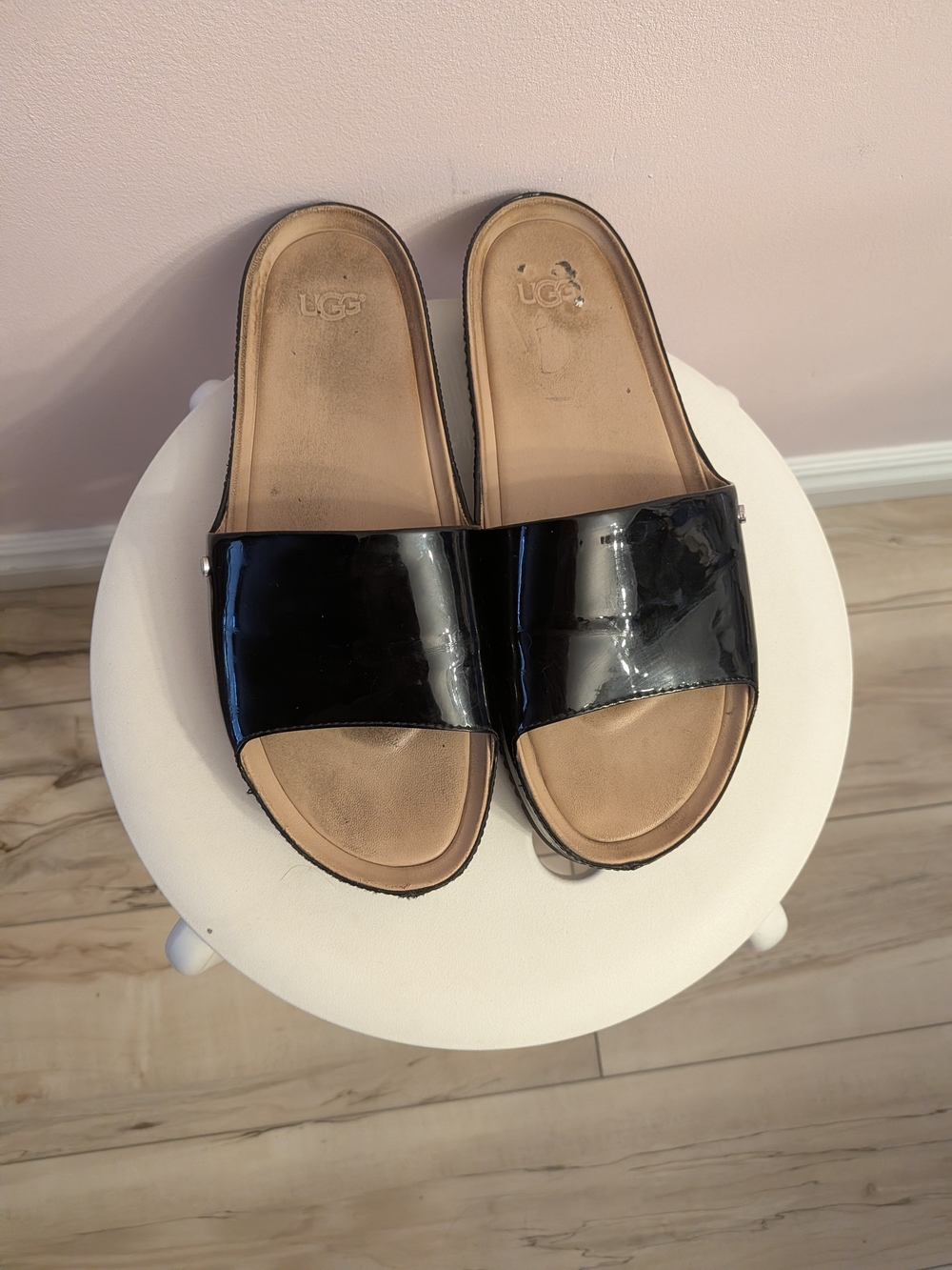 UGG Black Patent Slide Sandals